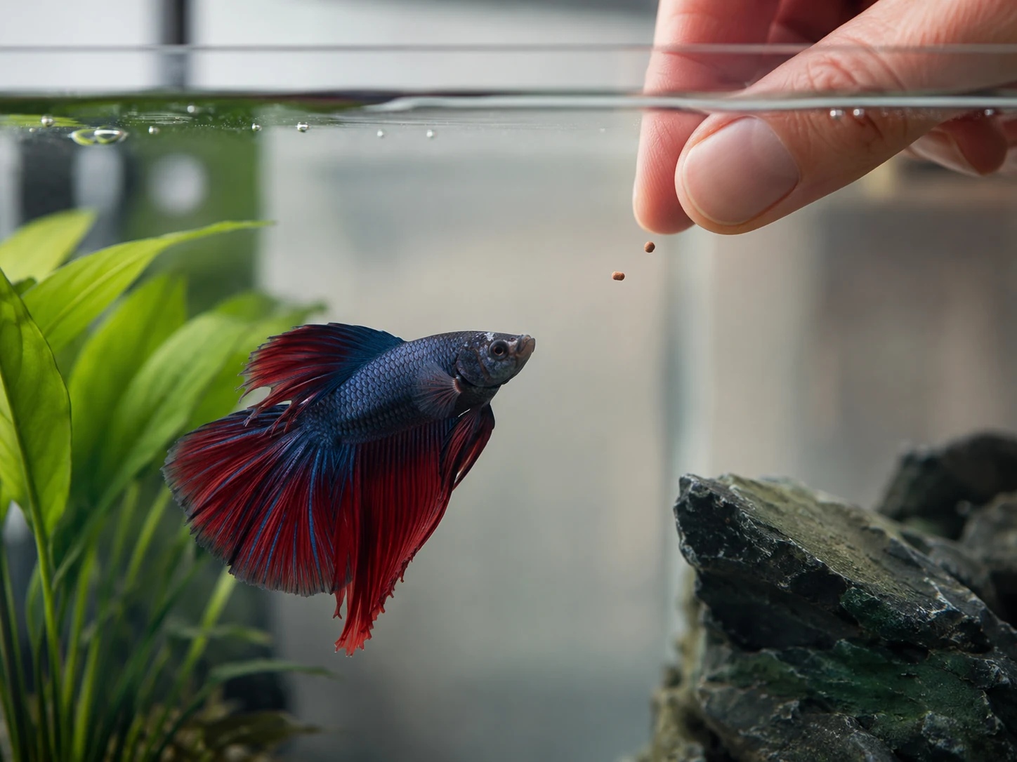 Small measured meals are easier on a betta than casual extra pellets and treat-heavy feeding.