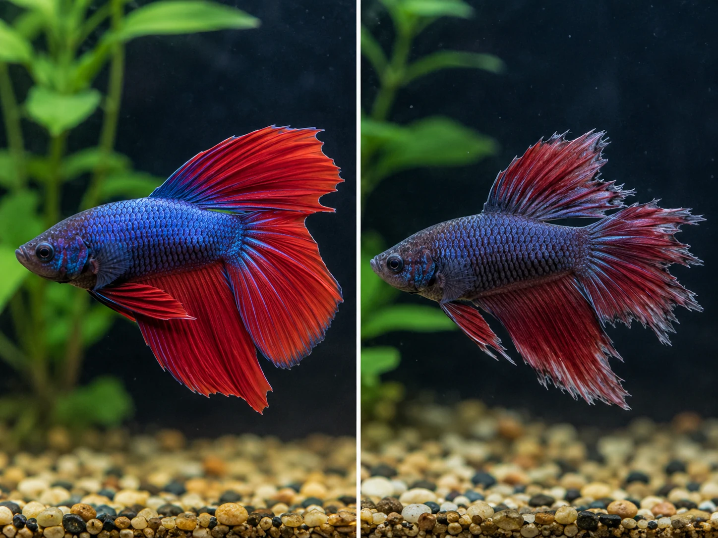 A clean tear and active fin rot can look similar at first. Progression is the difference.