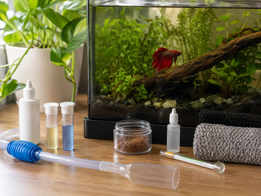 Weekly betta care essentials including test kit food siphon and conditioner